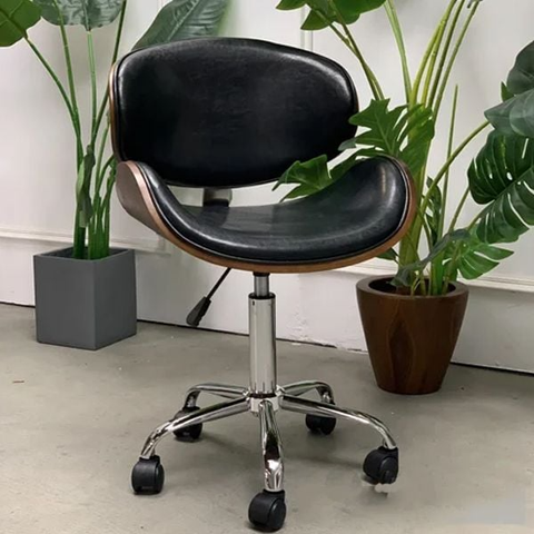  Ghế Cafe Da Ốp Gỗ Chân Bánh Xe Xoay HSCF033 - Sự Lựa Chọn Hoàn Hảo Cho Không Gian 