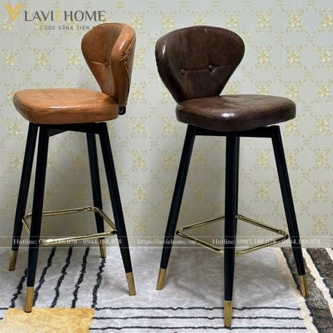  Ghế Bar Da Nệm Chân Sắt Giả Gỗ DPE28A 