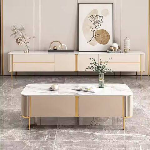 Kệ tivi mặt đá, chân kim loại chắc chắn, độ bền cao