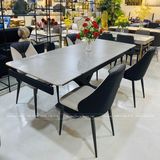  Bộ Bàn Ăn Mặt Đá Oracle + Ghế Caven – Hiện Đại & Sang Trọng 