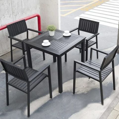 Bộ bàn 4 ghế Polywood ngoài trời, thiết kế sang trọng, bền bỉ