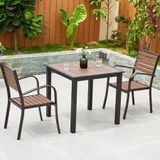  Bàn Vuông Nâu Ngoài Trời Khung Nhôm Nan Polywood DPBV21A1 