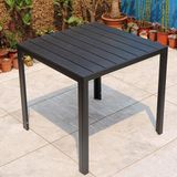  Bàn Vuông Đen Ngoài Trời Khung Nhôm Nan Polywood HPD8 