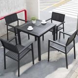  Bàn Vuông Đen Ngoài Trời Khung Nhôm Nan Polywood DPBV21A 