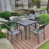  Bàn Vuông Đen Ngoài Trời Khung Nhôm Nan Polywood DPBV21A 