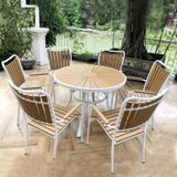  Bộ Bàn Ghế Ngoài Trời Khung Nhôm Nan Polywood HPD105G + HPG4 