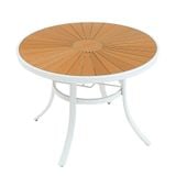  Bàn Tròn Ngoài Trời Khung Nhôm Trắng Nan Polywood HPD105G 