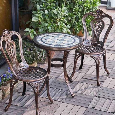 Bộ bàn 2 ghế nhôm đúc ngoài trời, sự lựa chọn hoàn hảo cho không gian thư giãn