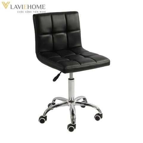  Ghế Cafe Da Kẻ Ô Chân Bánh Xe Xoay DPAC6 