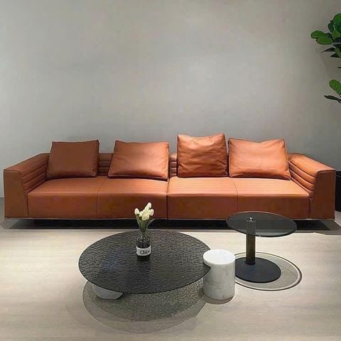 Sofa phòng khách bọc da công nghiệp dài 2m2