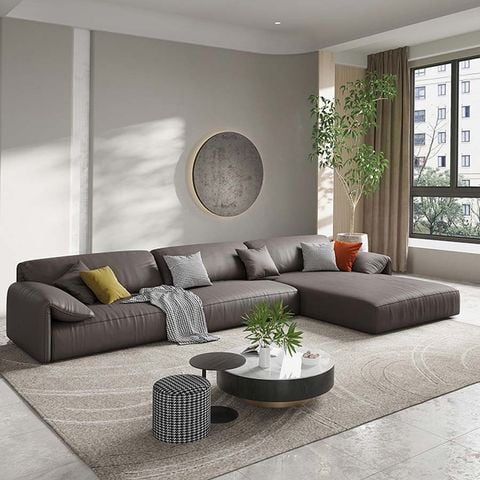 Sofa da góc L hiện đại sang trọng