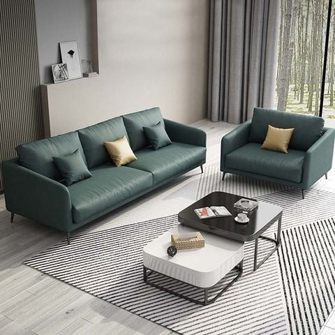 Sofa 2 văng bọc da hiện đại