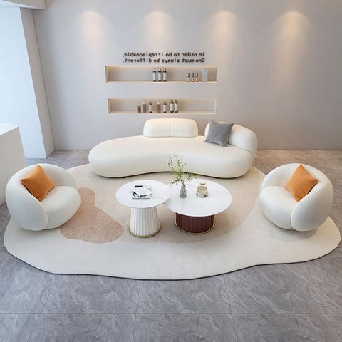 Ghế sofa cong da và nỉ phong cách châu Âu