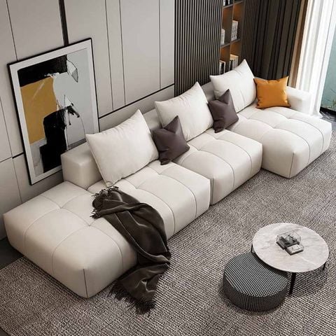 Sofa da góc L hiện đại sang trọng