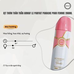 Xịt thơm toàn thân Armaf Le Parfait Panache Pour Femme 200ml