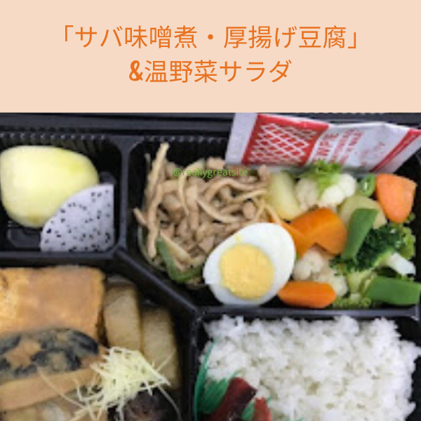  「サバ味噌煮・厚揚げ豆腐」 &温野菜サラダ 