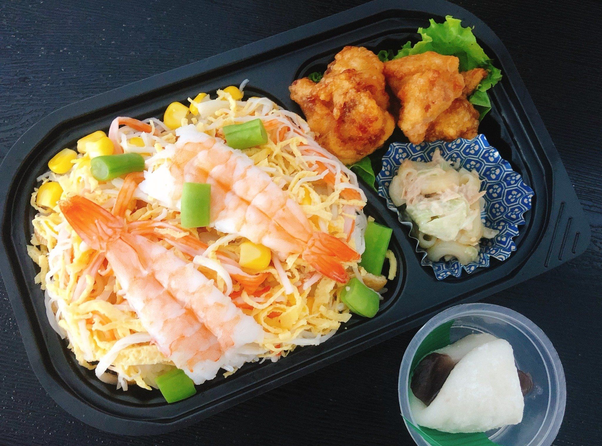  7月22日（火）：夏休み！ちらし寿司・鶏唐揚げ＆のり塩ポテト     (かしわ餅付) 