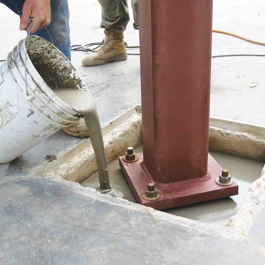 Vữa rót bù co ngót cho bệ móng máy, trụ sắt, định vị bu lông