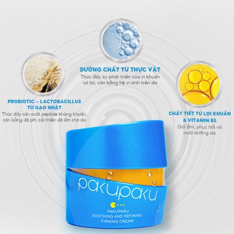 Kem dưỡng cấp ẩm, làm dịu và săn chắc da Pakupaku Soothing & Refining Firming Cream 50g