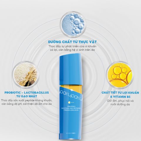 Sữa dưỡng ẩm và hỗ trợ săn chắc da Pakupaku Soothing & Refining Firming Emulsion 120ml