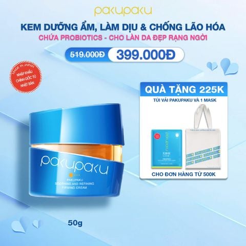 Kem dưỡng cấp ẩm, làm dịu và săn chắc da Pakupaku Soothing & Refining Firming Cream 50g
