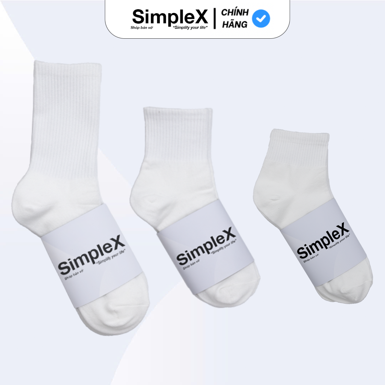 [SimpleX] Tất Vớ Nam Nữ Trơn Unisex Cổ Ngắn Cotton, Thoáng Khí, Chống