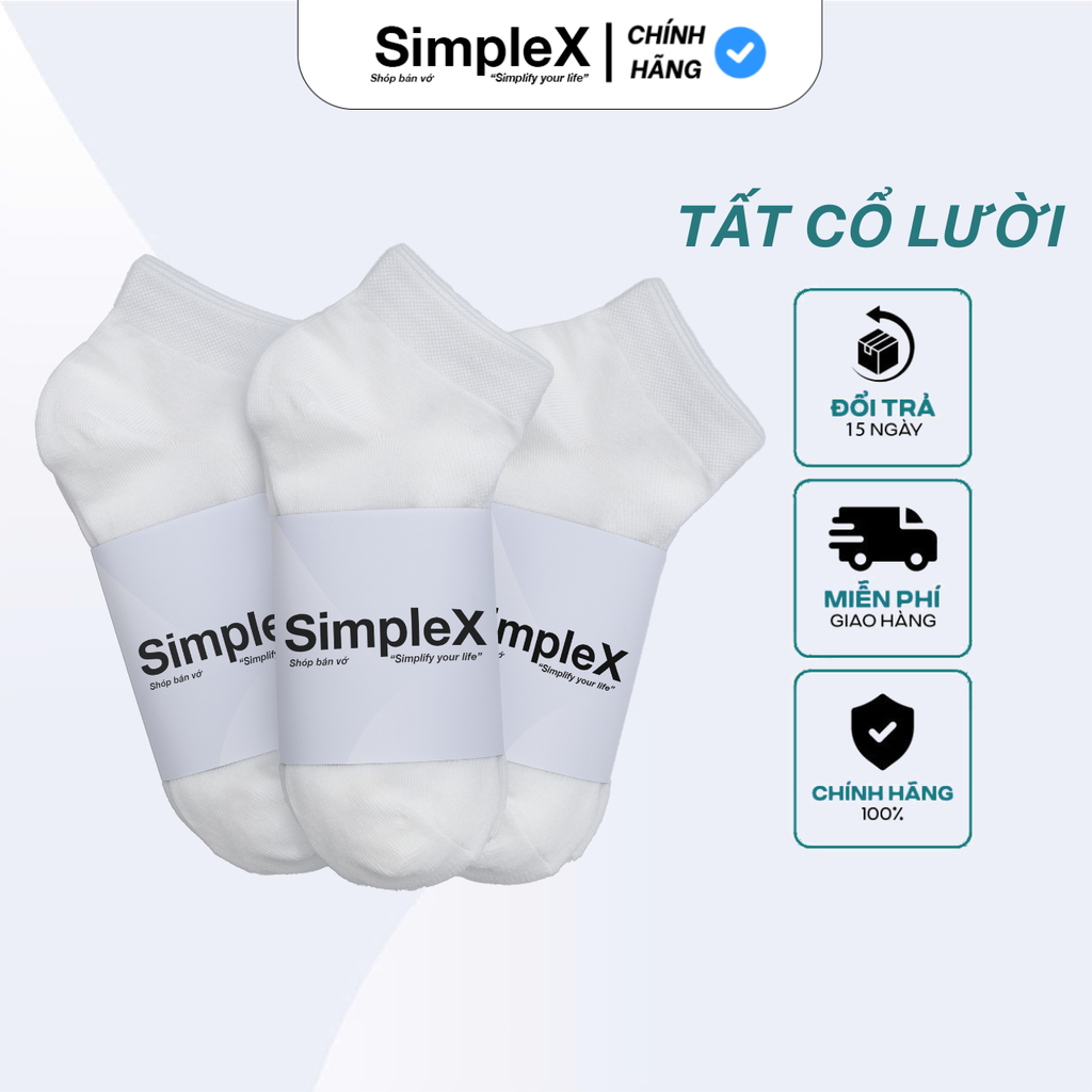 [SimpleX] Tất Vớ Nam Nữ Trơn Unisex Cổ Lười Cotton, Thoáng Khí, Chống