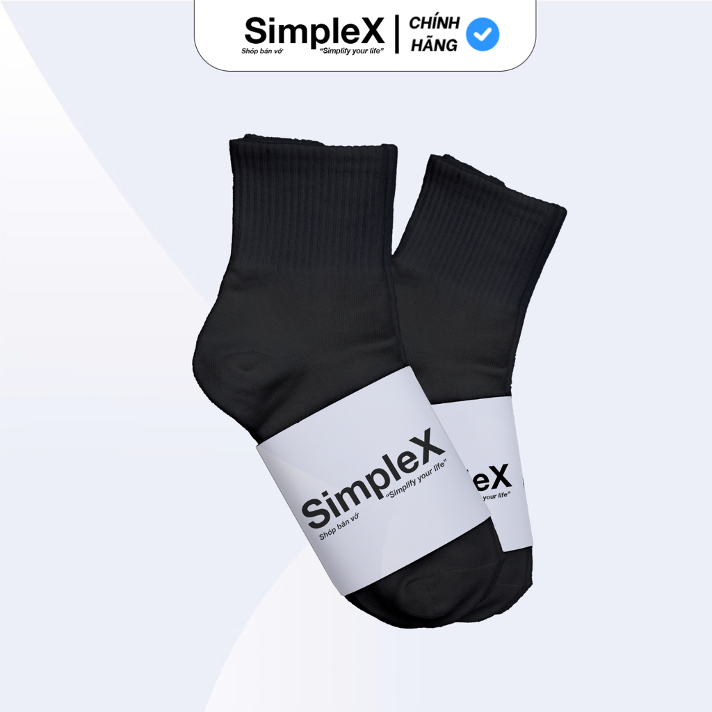 [SimpleX] Tất Vớ Nam Nữ Trơn Unisex Cổ Trung Cotton, Thoáng Khí, Chống