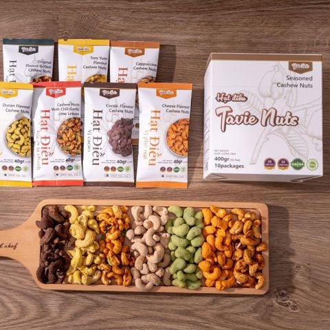  Hộp 10 gói hạt điều tẩm vị ăn vặt - Hạt dinh dưỡng healthy an toàn cho sức khoẻ - Food Nuts Snack Dinh Dưỡng Thức Ăn Hằng Ngày 