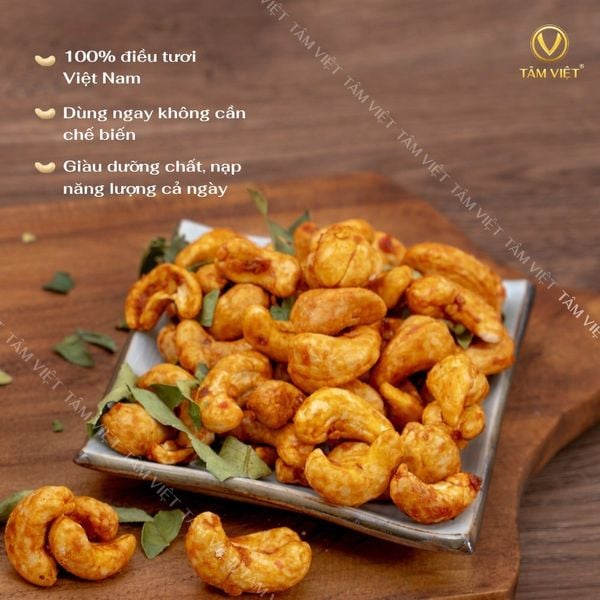  HẠT ĐIỀU TẨM VỊ TỎI ỚT LÁ CHANH - ĂN VẶT HEALTHY ORGANIC - HẠT DINH DƯỠNG KHÔNG CHẤT PHỤ GIA 