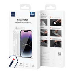 Kính Cường Lực iPhone 15 Series WIWU Easy Install Có Khung Tự Dán, Lấy Bụi, Lưới Bảo Vệ Màng Loa