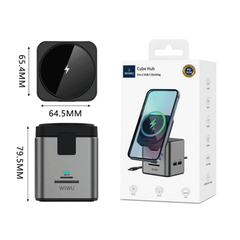 Dock Sạc WiWU Cube Hub 9in1 USB-C Wi-W025 Tương Thích HDMI Cho MacBook SD/TF Docking Station