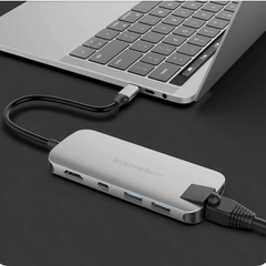 Hub/ Cổng Chuyển USB Type-C SLIM 8in1 HyperDrive HDMI, USB-C, USB-A, SD, MicroSD, MiniDisplay, Lan