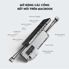 Hub USB-C/ Dock Dual USB-C Satechi (Có khe hỗ trợ SSD M2 SATA/NVMe) ST-DDSM