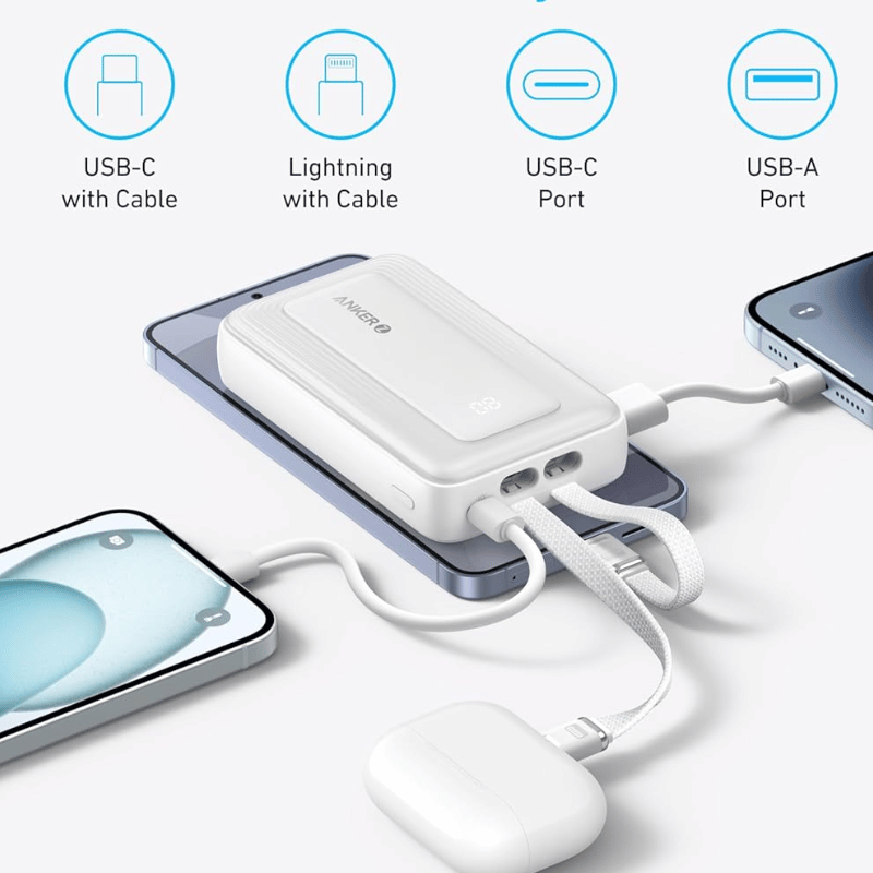 Pin/ Sạc Dự Phòng Anker Zolo 30W 1A1C 10000mAh (Built-In USB-C and Lightning) A1680