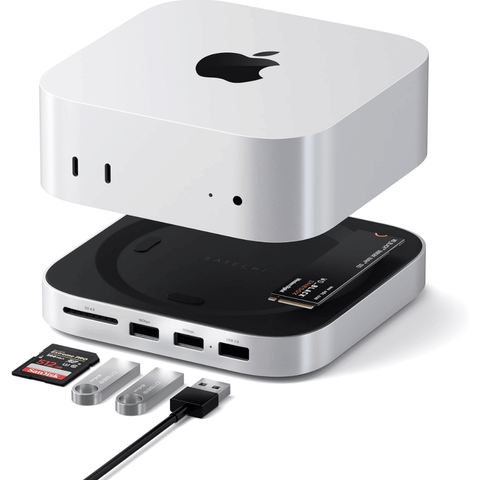 Đế Kiêm Hub Chuyển Đổi Satechi Cho Mac Mini M4 với Box NVME SSD ST-GNMMES