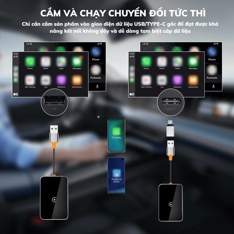 Bộ Chuyển Đổi CarPlay Không Dây WiWU CarPlay Wireless Adapter Cho Xe Hơi Wi-CP001