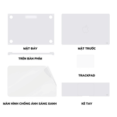 Bộ Dán MacBook Full 5in1 JCPAL Macguard Air M2/ M3 Air 15 inch