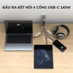 Bộ Sạc Satechi 145W 4 Cổng USB-C GaN Travel ST-W145GTM