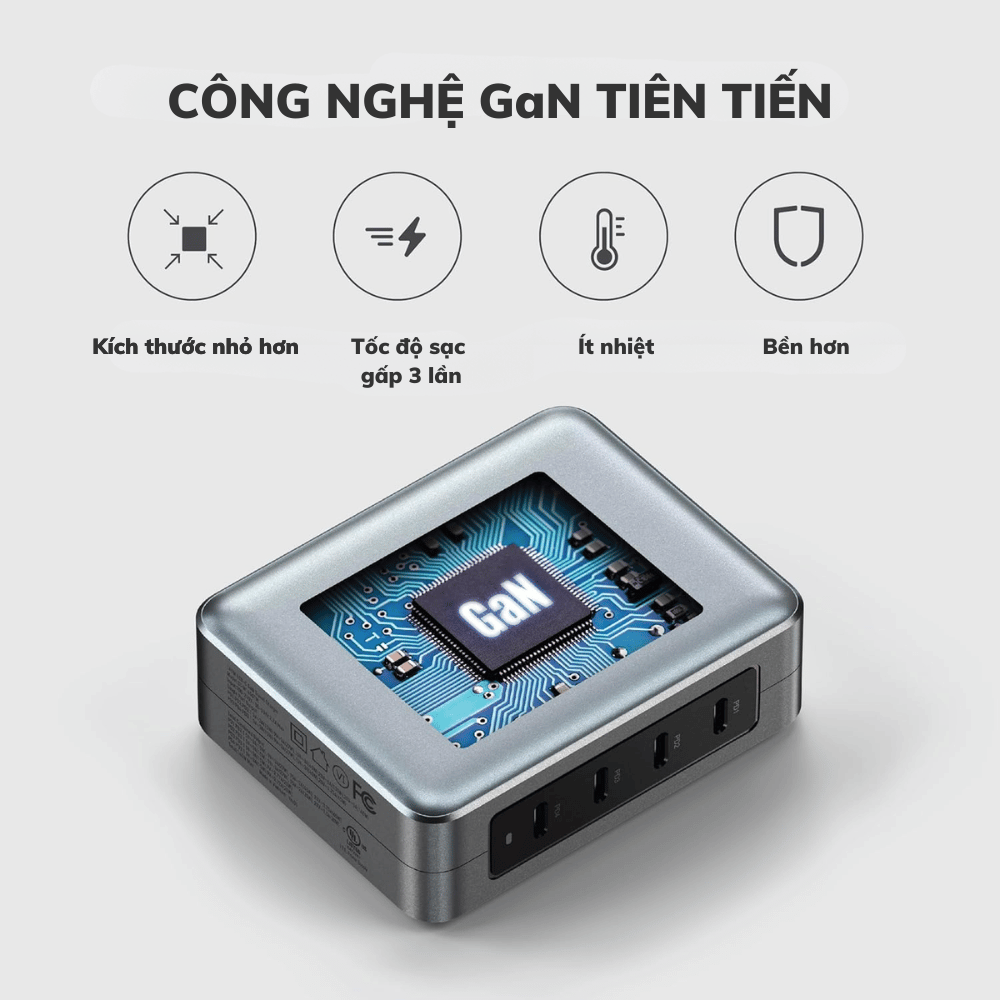 Bộ Sạc Satechi 145W 4 Cổng USB-C GaN Travel ST-W145GTM