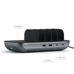 Dock Sạc 5in1 Satechi Hỗ Trợ Sạc Không Dây Chuẩn Qi 10W ST-WCS5PM