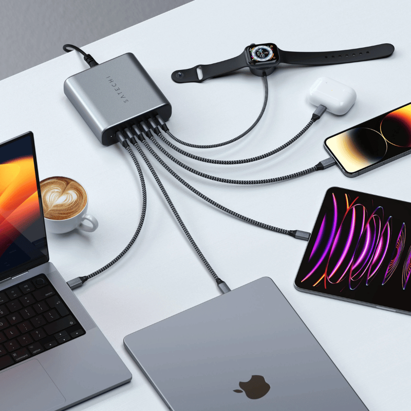 Dock Sạc Satechi 200W GaN 6 cổng USB-C ST-C200GM-EU