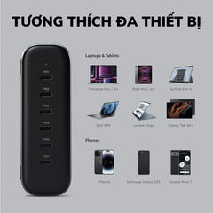 Dock Sạc Satechi 200W GaN 6 cổng USB-C ST-C200GM-EU