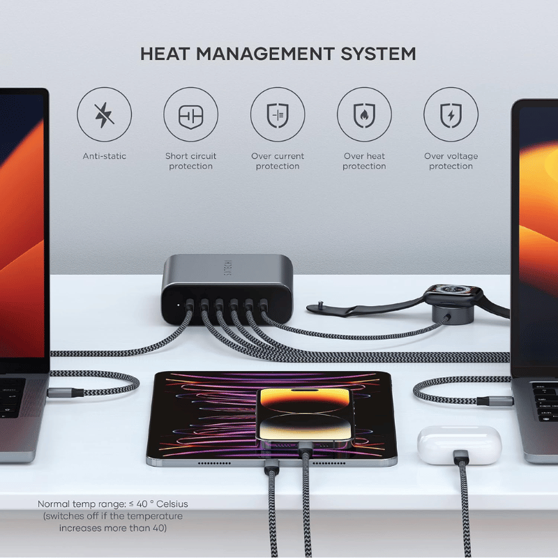Dock Sạc Satechi 200W GaN 6 cổng USB-C ST-C200GM-EU