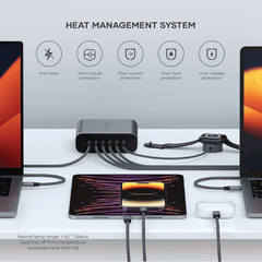 Dock Sạc Satechi 200W GaN 6 cổng USB-C ST-C200GM-EU