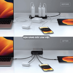 Dock Sạc Satechi 200W GaN 6 cổng USB-C ST-C200GM-EU