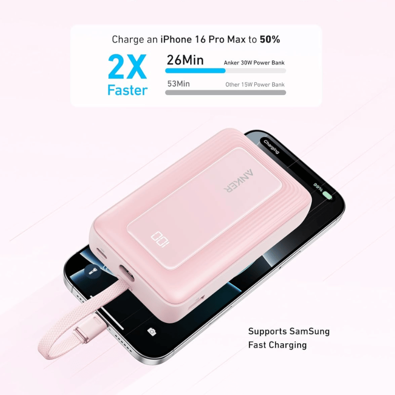 Pin/ Sạc Dự Phòng Anker Zolo 1C1A 30W 20.000mAh (Built-In USB-C Cable) A1689