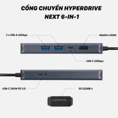 Hub/ Cổng Chuyển USB-C HyperDrive Next 6in1 Cho Laptop/ MacBook – HD4002GL