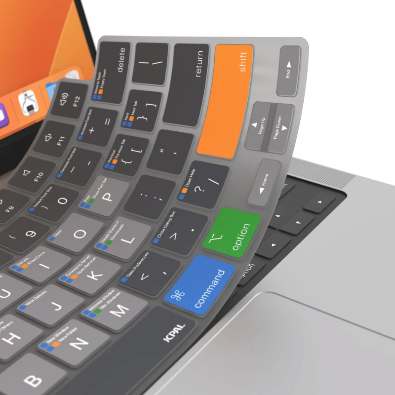 Miếng Lót Phủ Bàn Phím MacBook JCPAL Verskin Phím Tắt Learn MacOS Grey