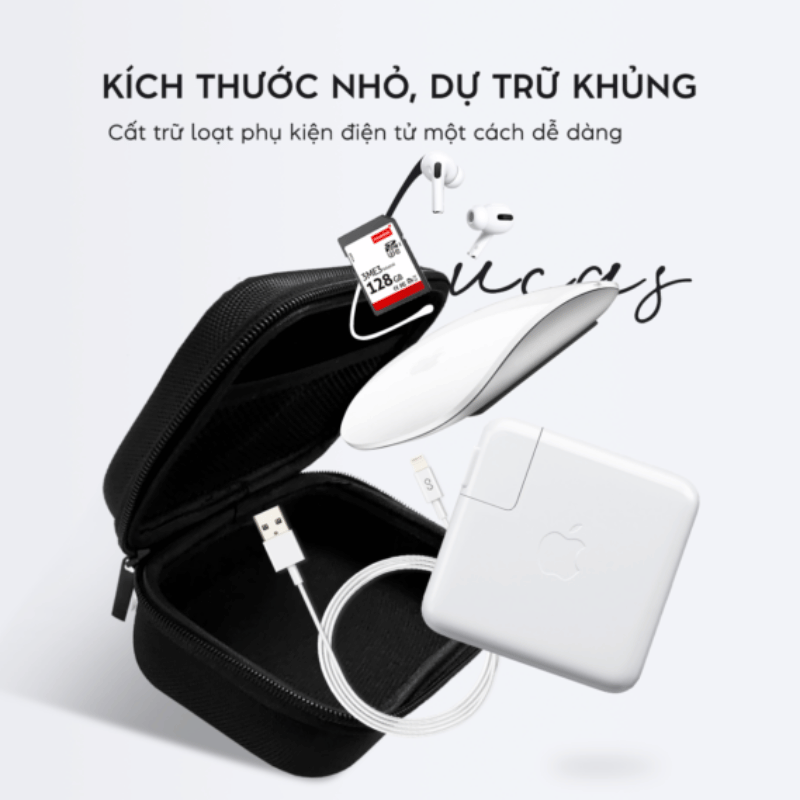 Hộp Đựng Củ, Cáp Sạc, Phụ Kiện MacBook Lucas Đen